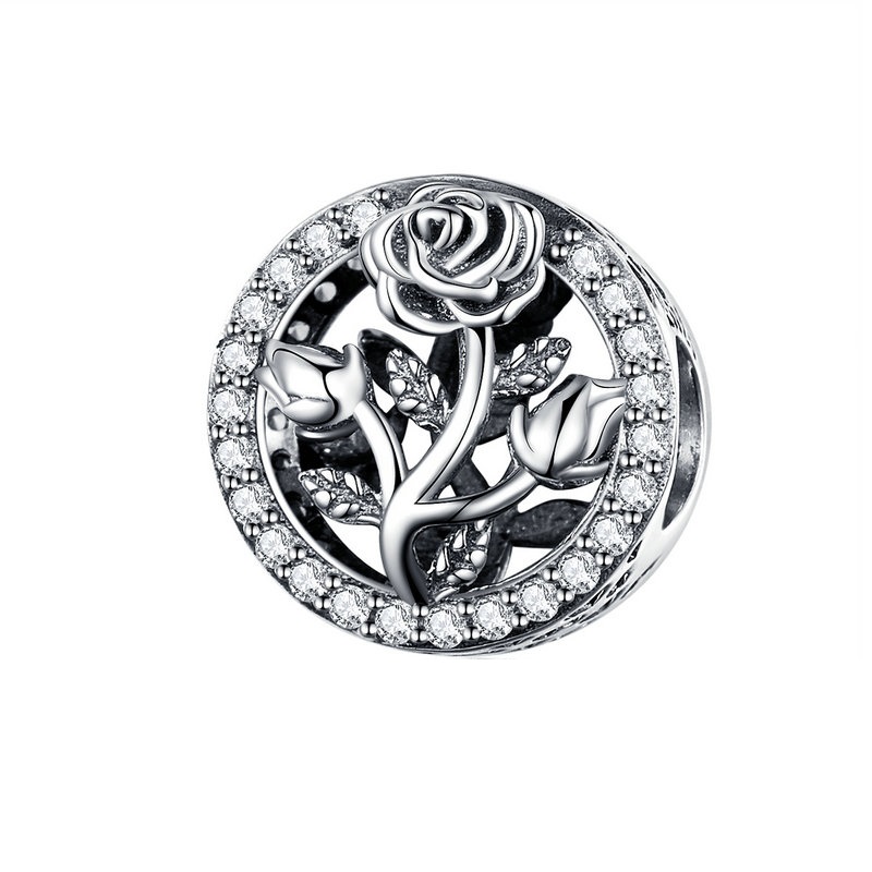 Talisman argint trandafir cu zirconii